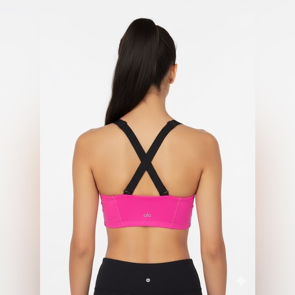 ALO YOGA Visionary Bra Neon Pink - Picture 1 of 9